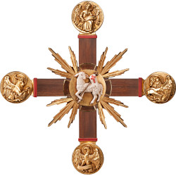Cruz con Evangelistas, Cordero Pascual y rayos